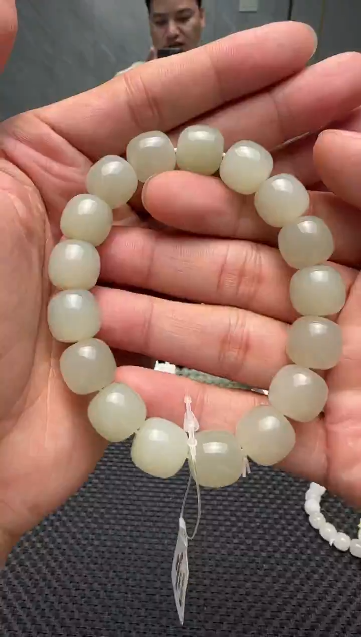 未镶嵌手串和田玉青白玉手串卡12x13