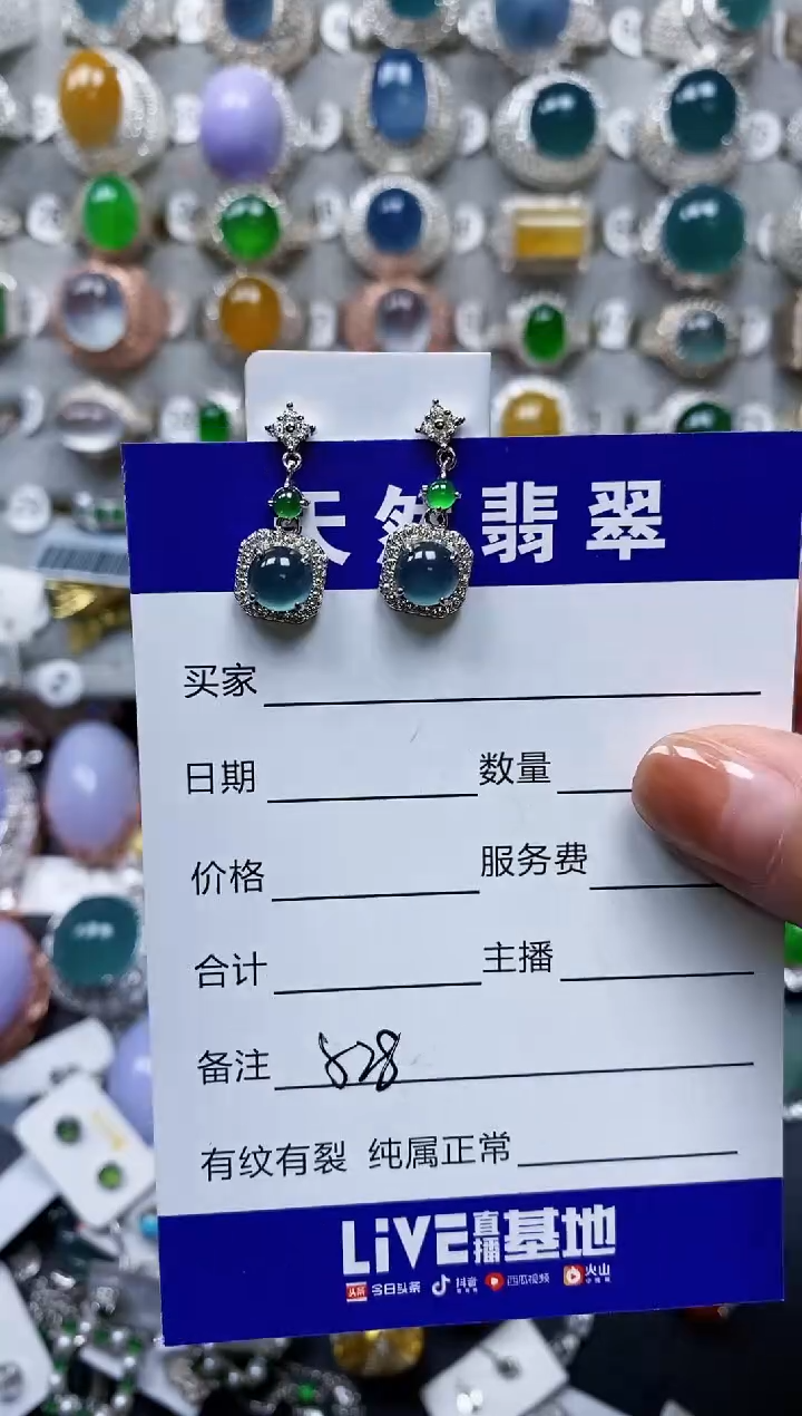 【闪购商品】翡翠耳饰银S925镶嵌0528
