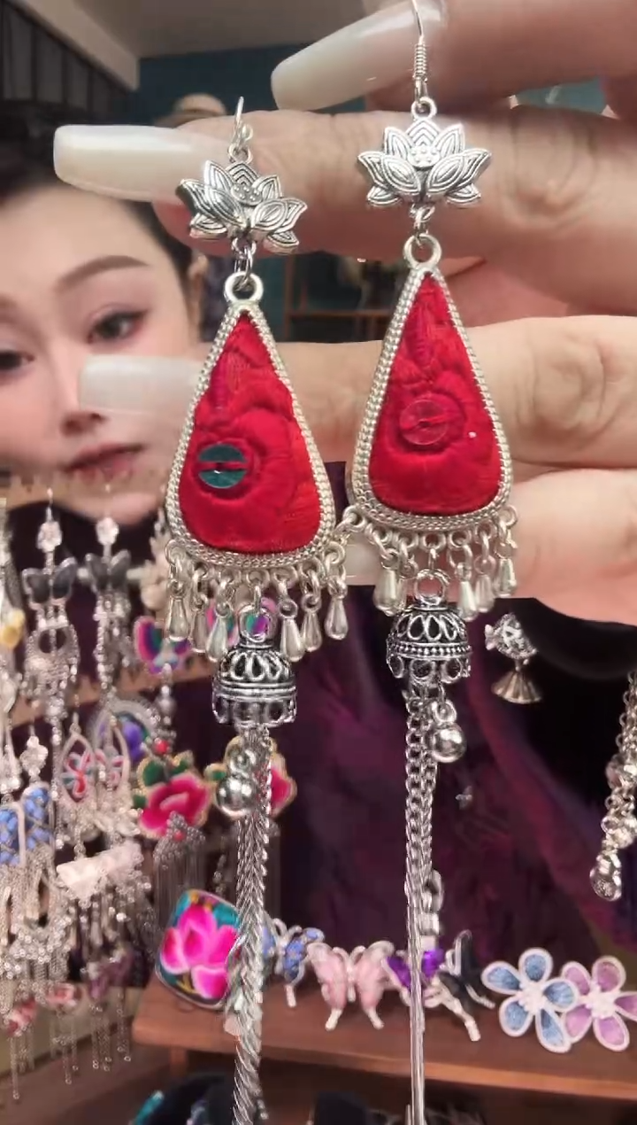 刺绣纯手工民族风刺绣耳环