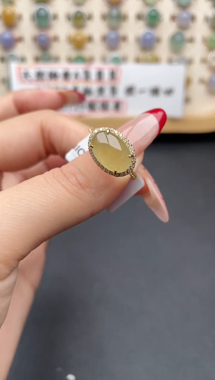 【闪购商品】翡翠戒指银S925镶嵌一物一证一礼盒