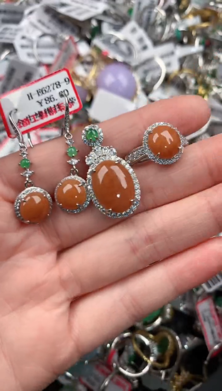 银S925镶嵌戒指翡翠7            7