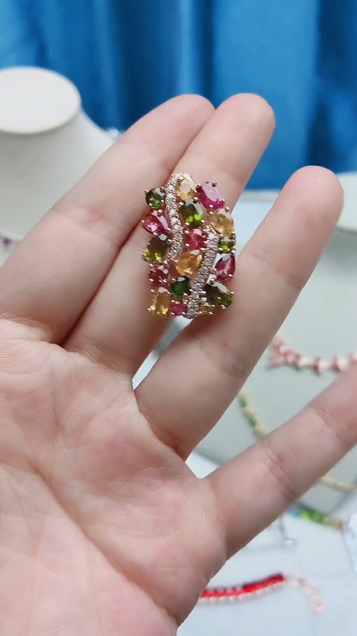 银S925镶嵌吊坠碧玺494ZB1112产品一个（多样性）