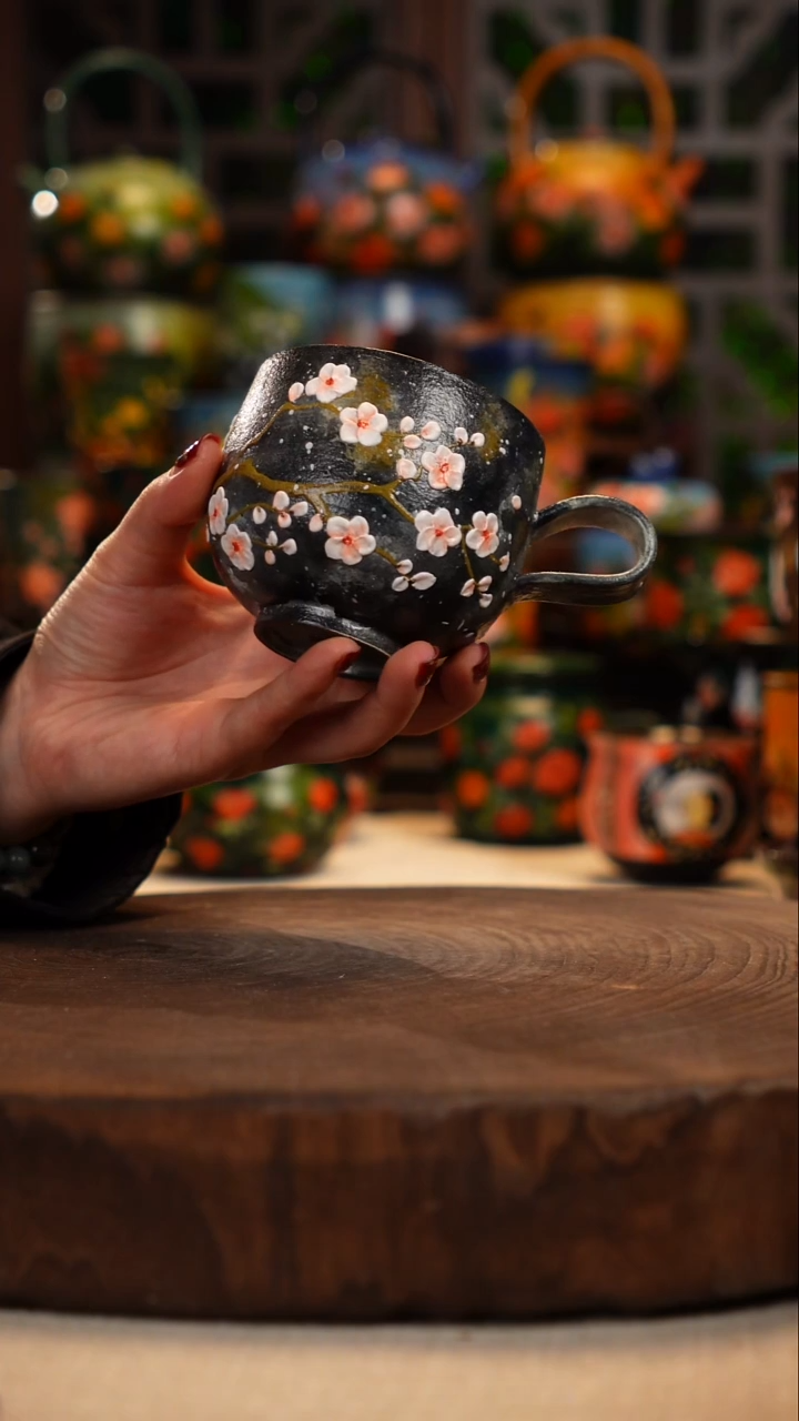 紫砂油画手绘釉下彩