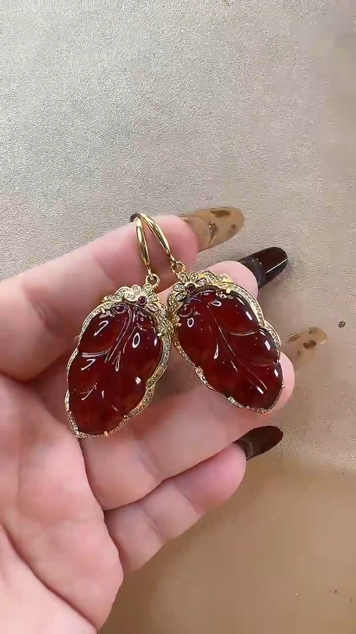 【闪购商品】琥珀耳饰未镶嵌耳环