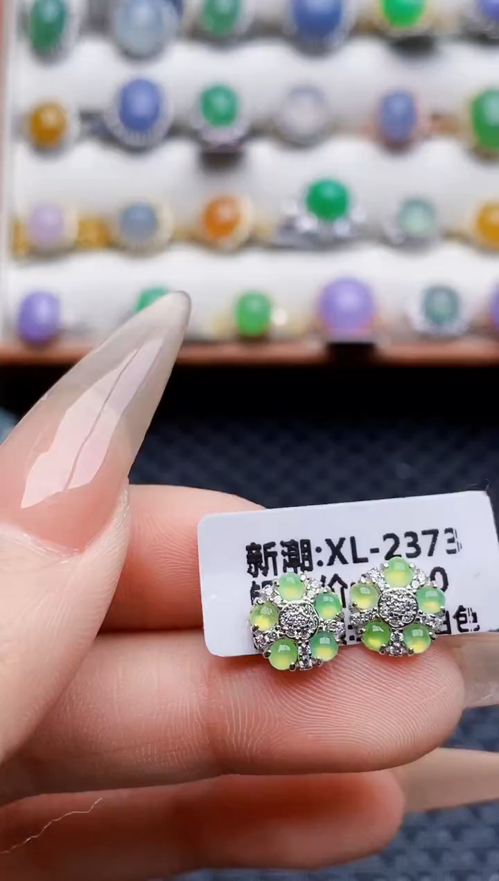 银S925镶嵌戒指翡翠9728