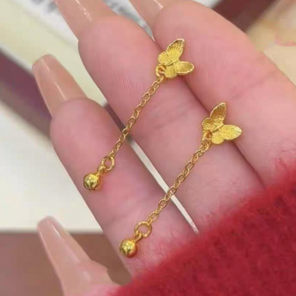  【香港正品】新中式高级感蝴蝶流苏耳钉（1312）