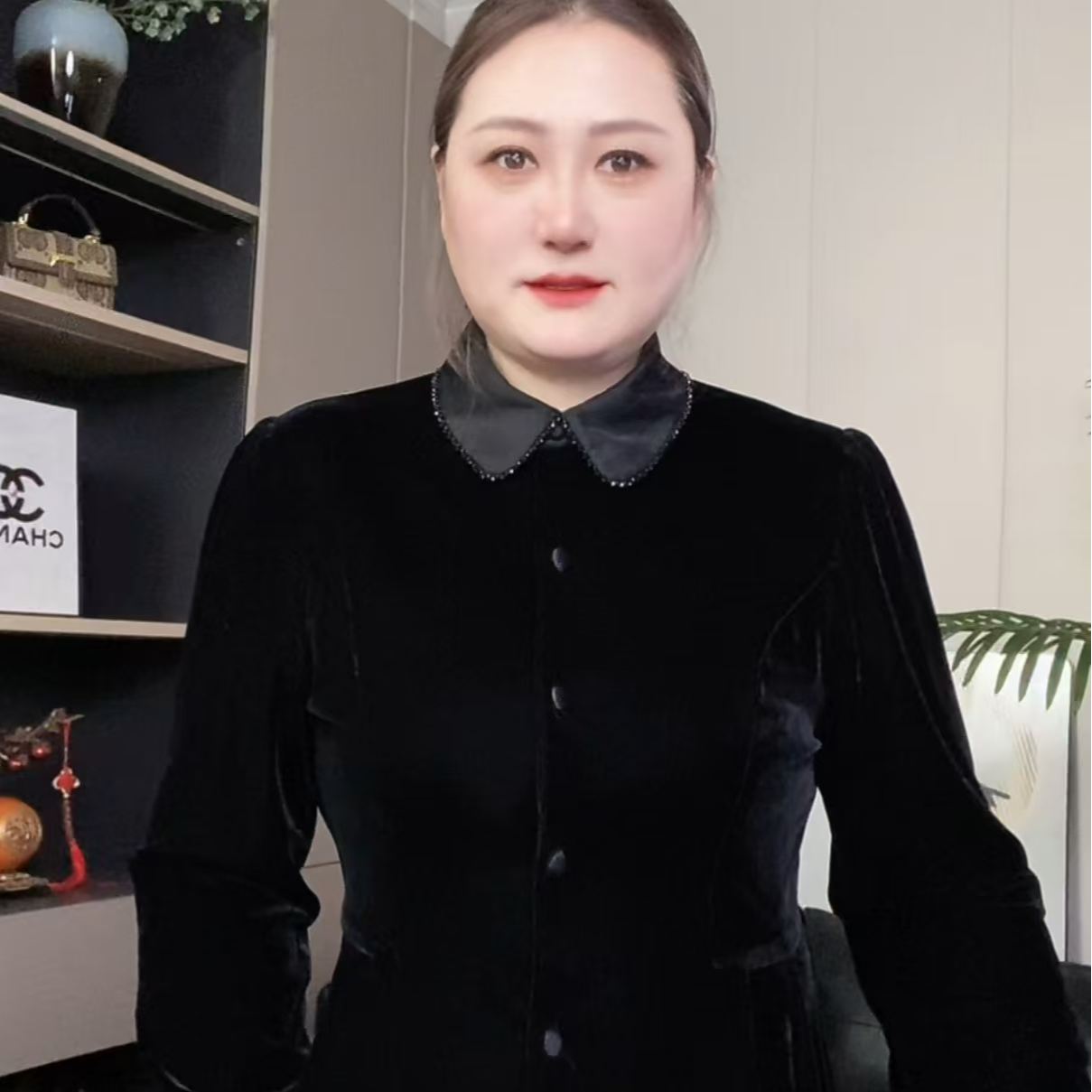 新款面膜丝绒收腰衬衫气质百搭上衣