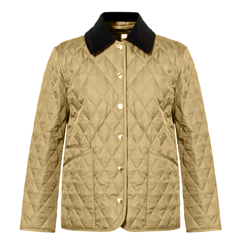 BURBERRY(香港发) 灯芯绒绗缝夹克棉服金驼色外套  nn