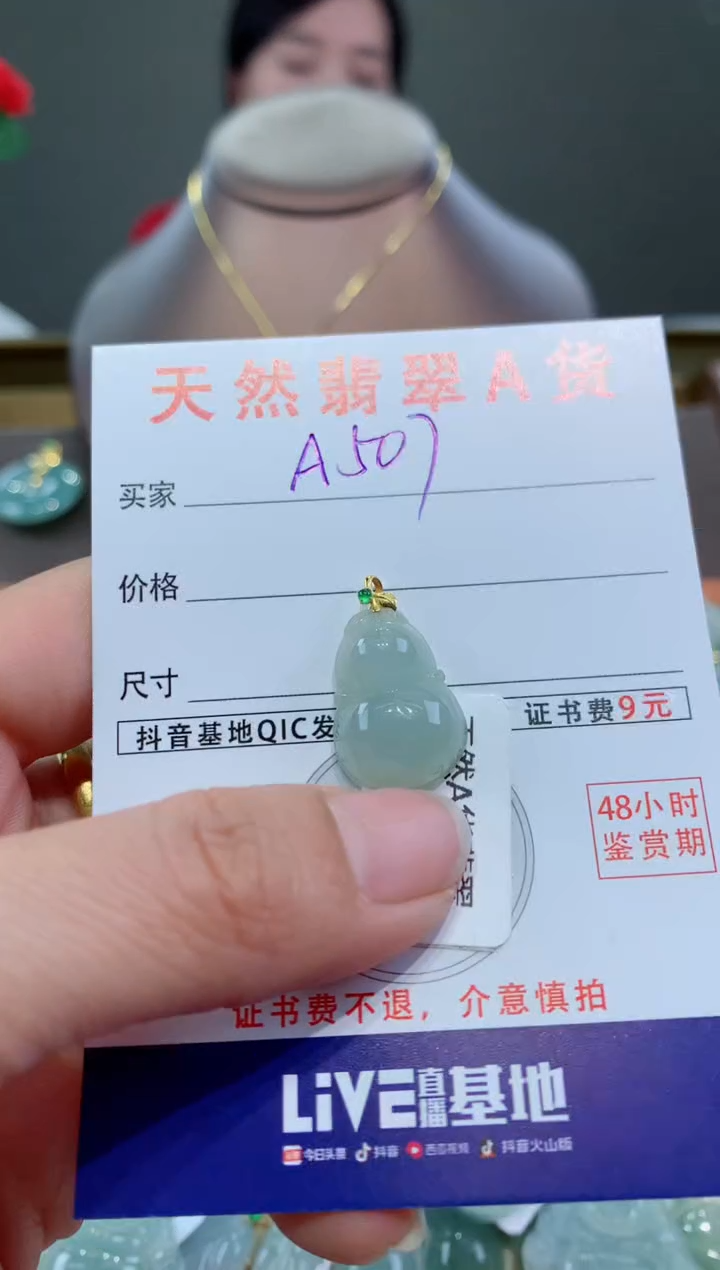 【闪购商品】翡翠颈饰18K金镶嵌 天然翡翠A货挂件