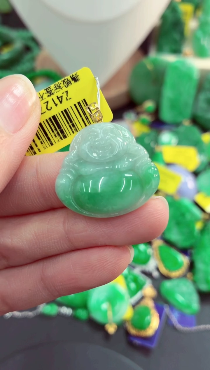 吊坠(不含链)18K金镶嵌翡翠天然缅甸翡翠A货