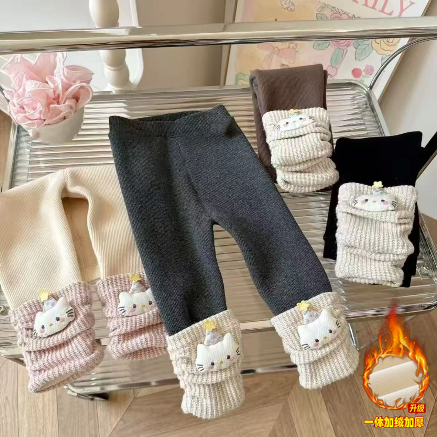 女童裤子童装秋冬季一体绒堆堆裤宝宝幼儿园洋气外穿百搭保暖长裤