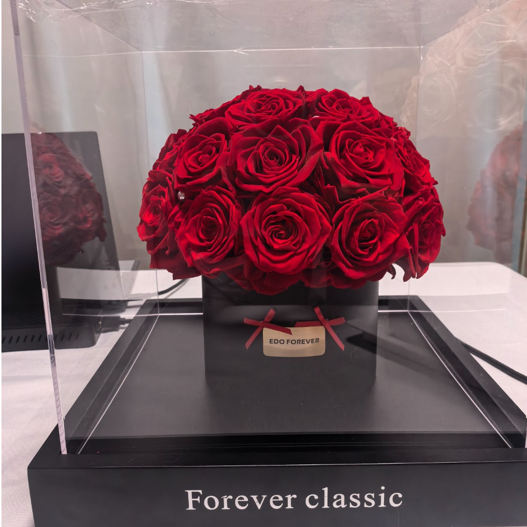 EDO永生花亚克力罩玫瑰花束抱抱桶送女友老婆情人节结婚生日浪漫
