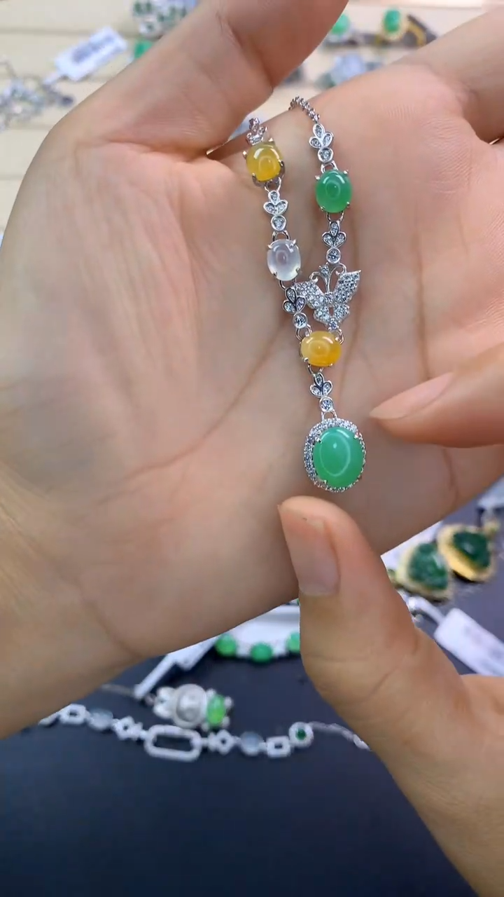 翡翠戒指银S925镶嵌翡翠 蛋面 银S925镶嵌