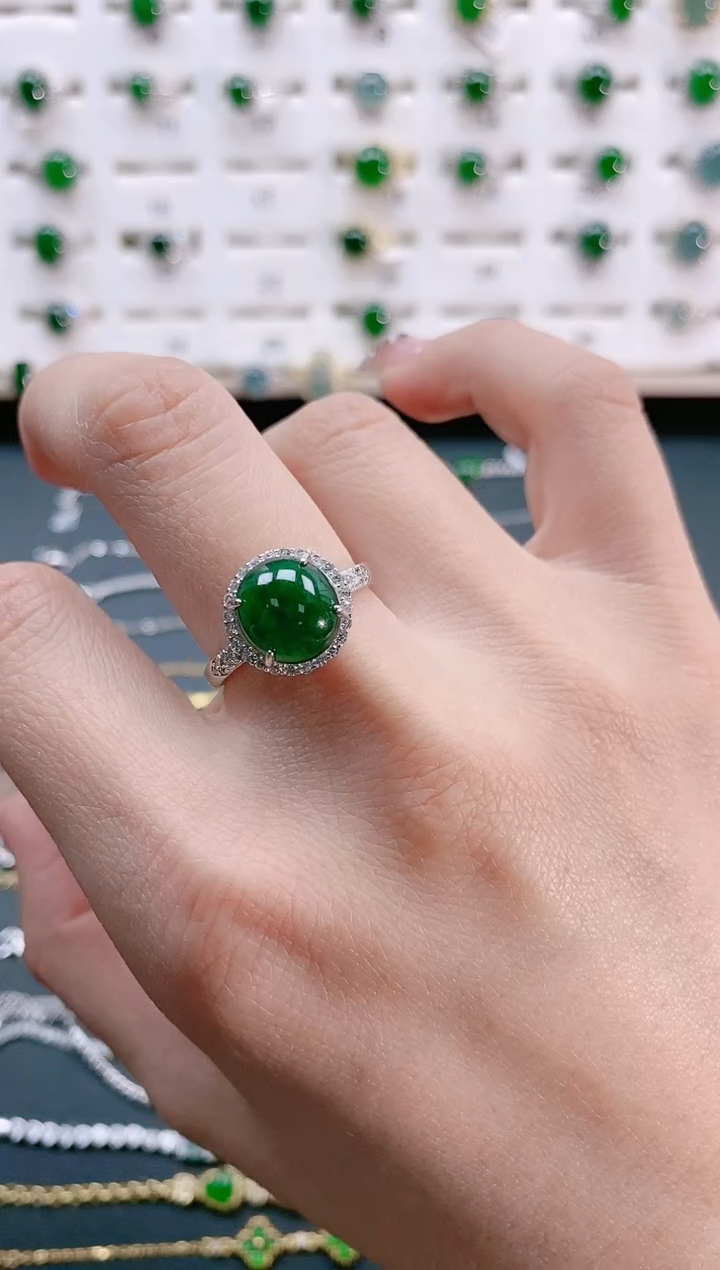 【闪购商品】翡翠戒指银S925镶嵌天然翡翠