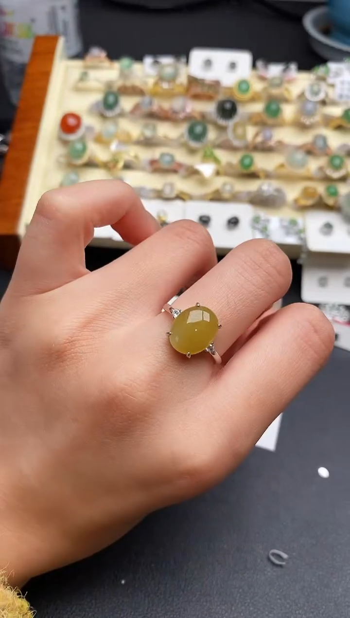 【闪购商品】翡翠戒指银S925镶嵌333333333+3