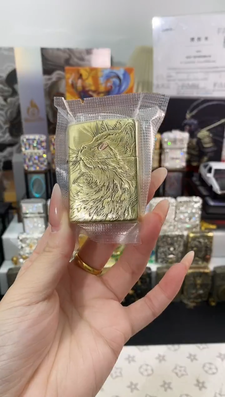 铜ZIPPO黄铜睡猫