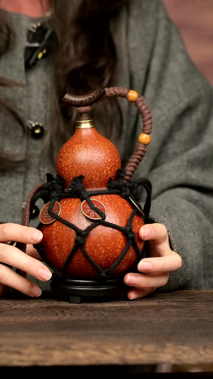 873号中药煮色  600ml左右 大漆葫芦水壶/酒壶 一物一拍