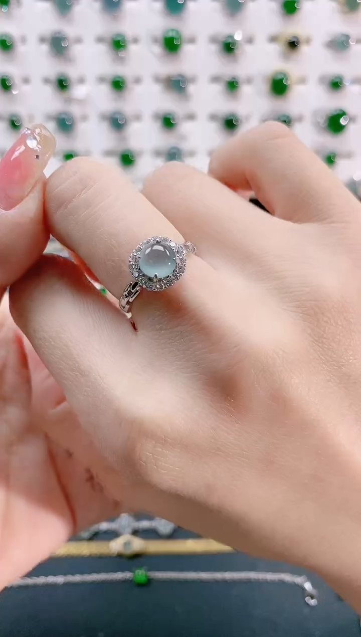 【闪购商品】翡翠戒指银S925镶嵌天然翡翠