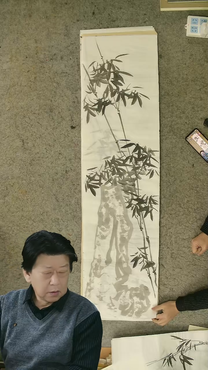 国画四尺对开  墨竹条屏 34*138cm