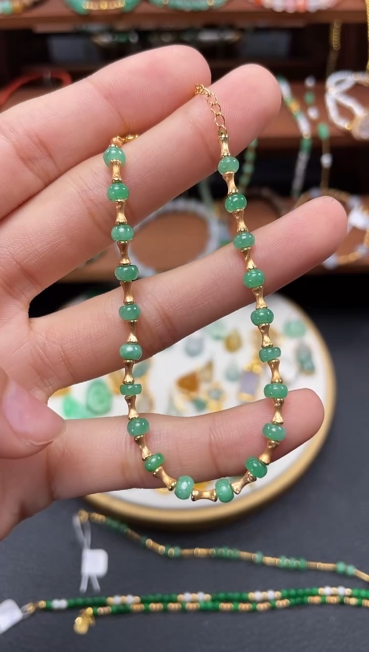 【闪购商品】翡翠套链18K金镶嵌一个   JK301