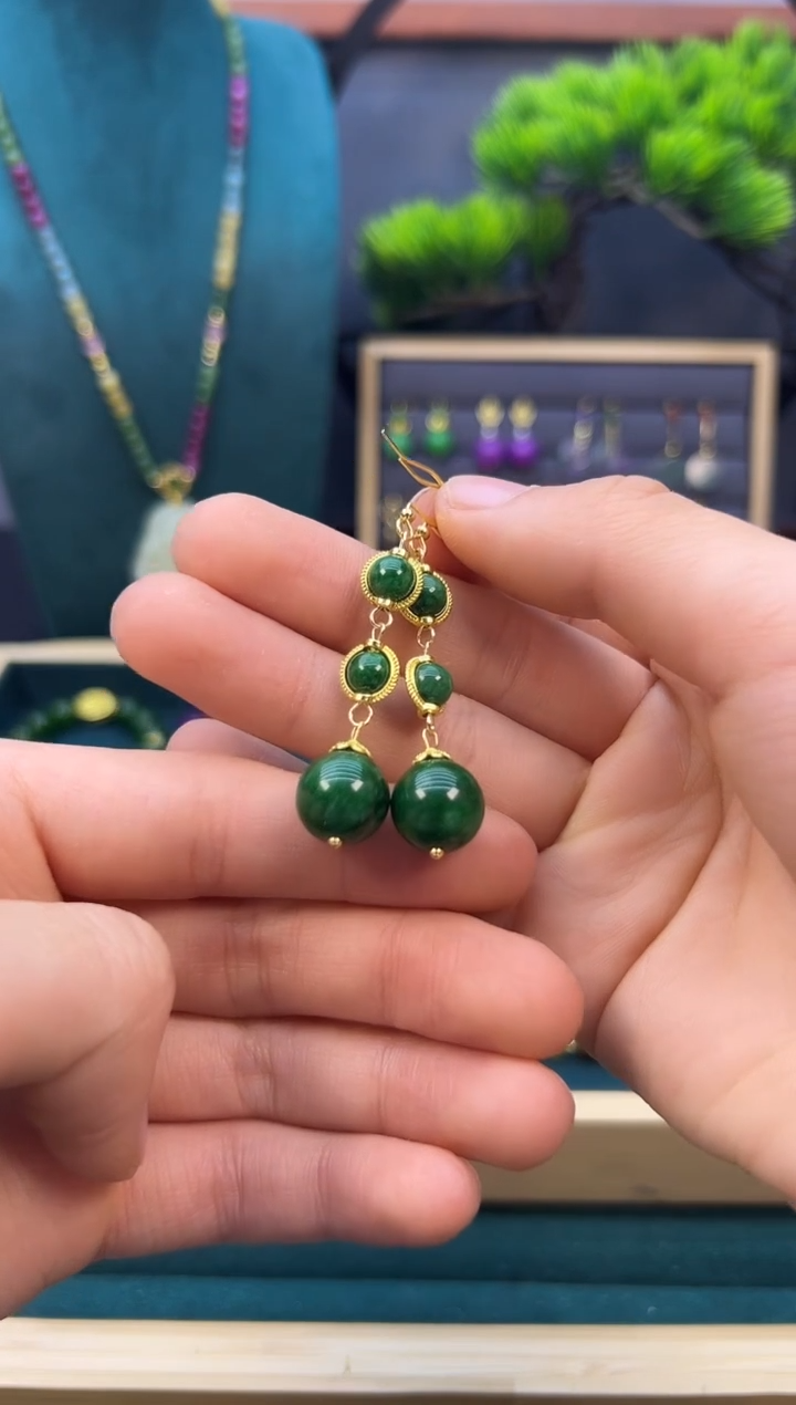 【闪购商品】翡翠耳饰14K金镶嵌E264             