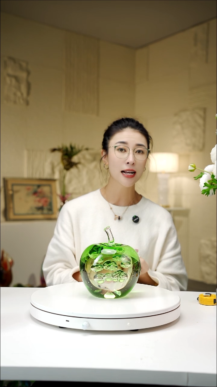 手工艺品琉璃翠绿色苹果摆件