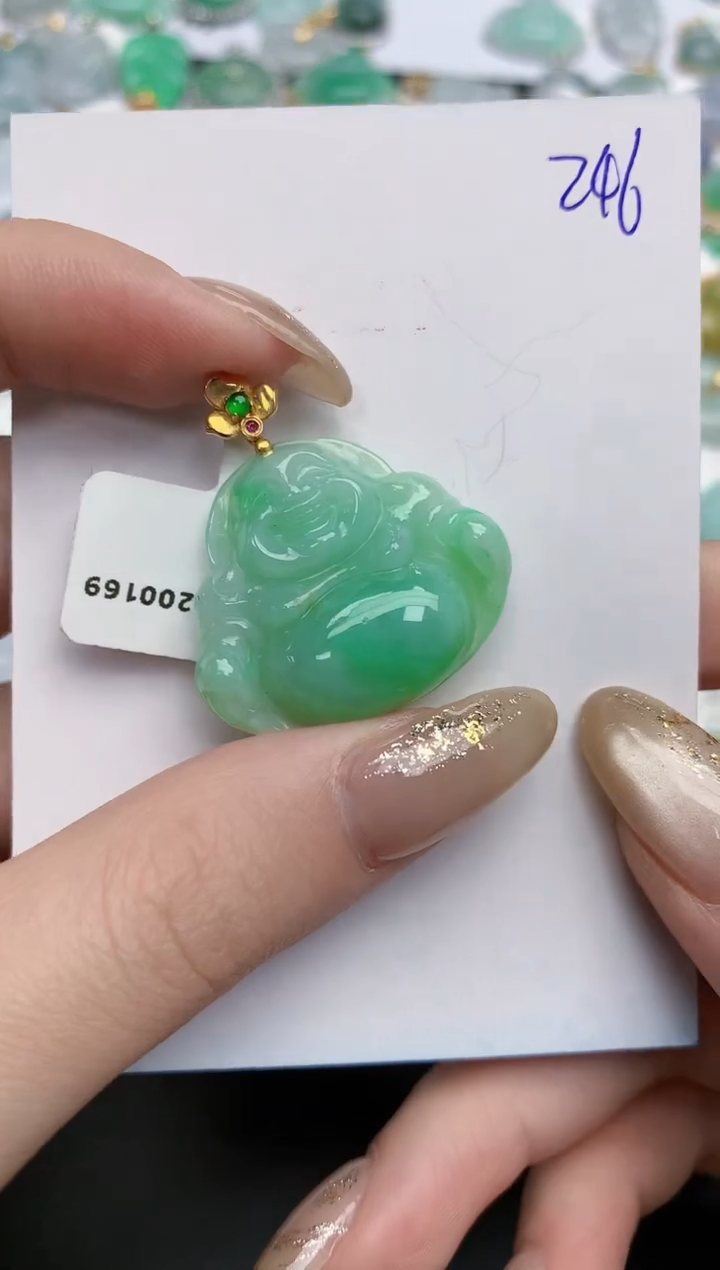 【闪购商品】翡翠颈饰18K金镶嵌天然缅甸翡翠A货