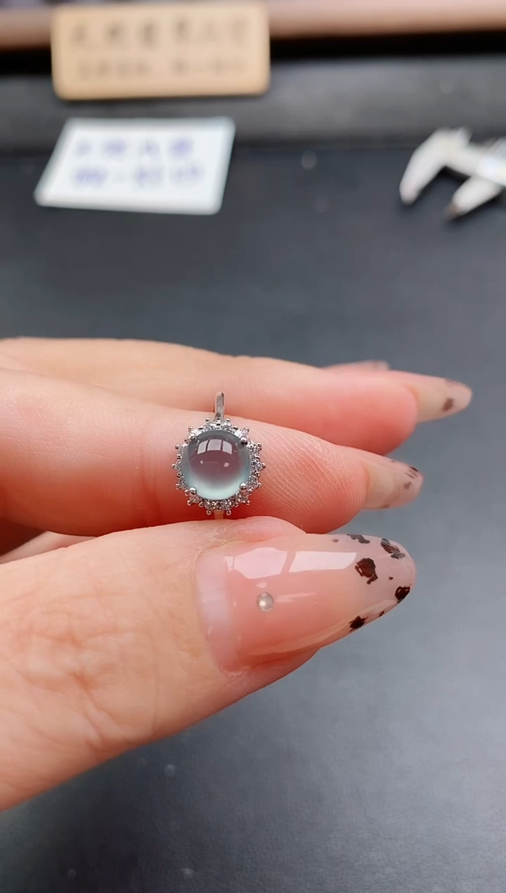 银S925镶嵌戒指翡翠1