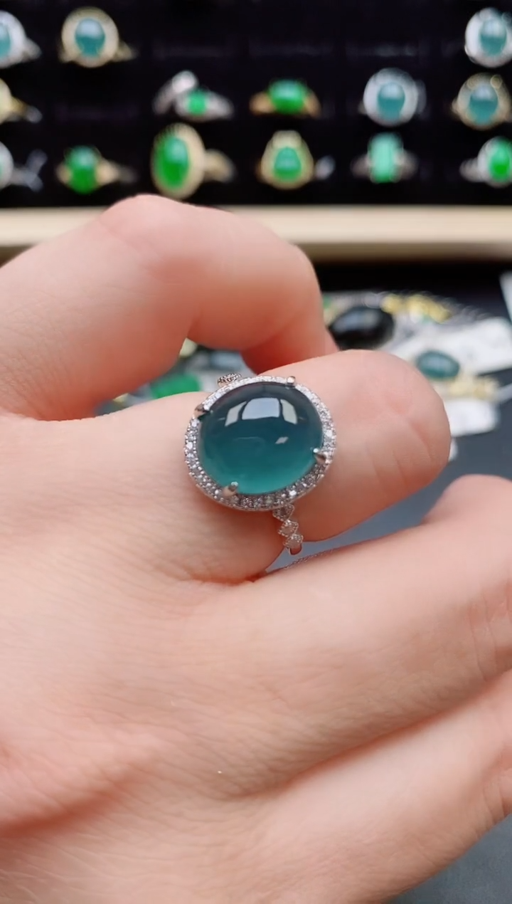 【闪购商品】翡翠戒指银S925镶嵌12112