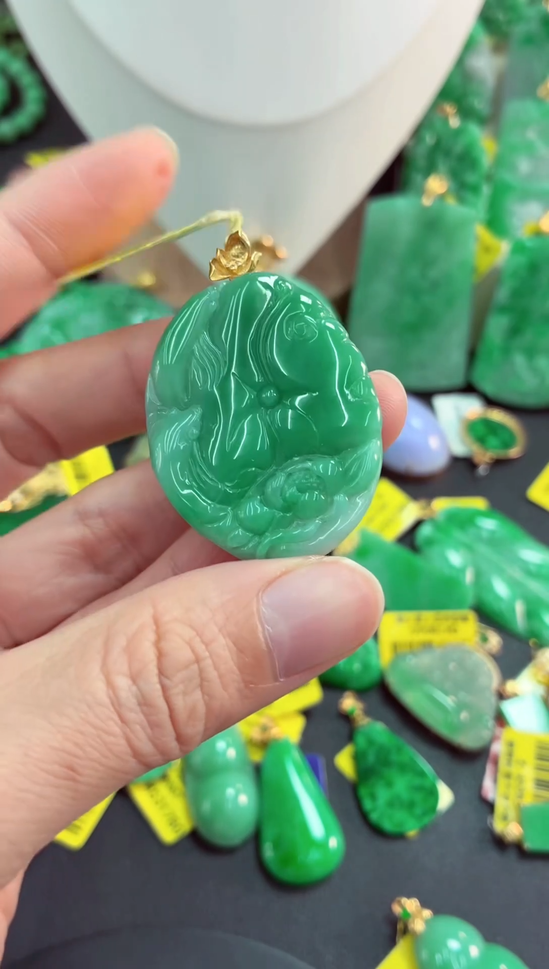 吊坠(不含链)18K金镶嵌翡翠天然缅甸翡翠A货