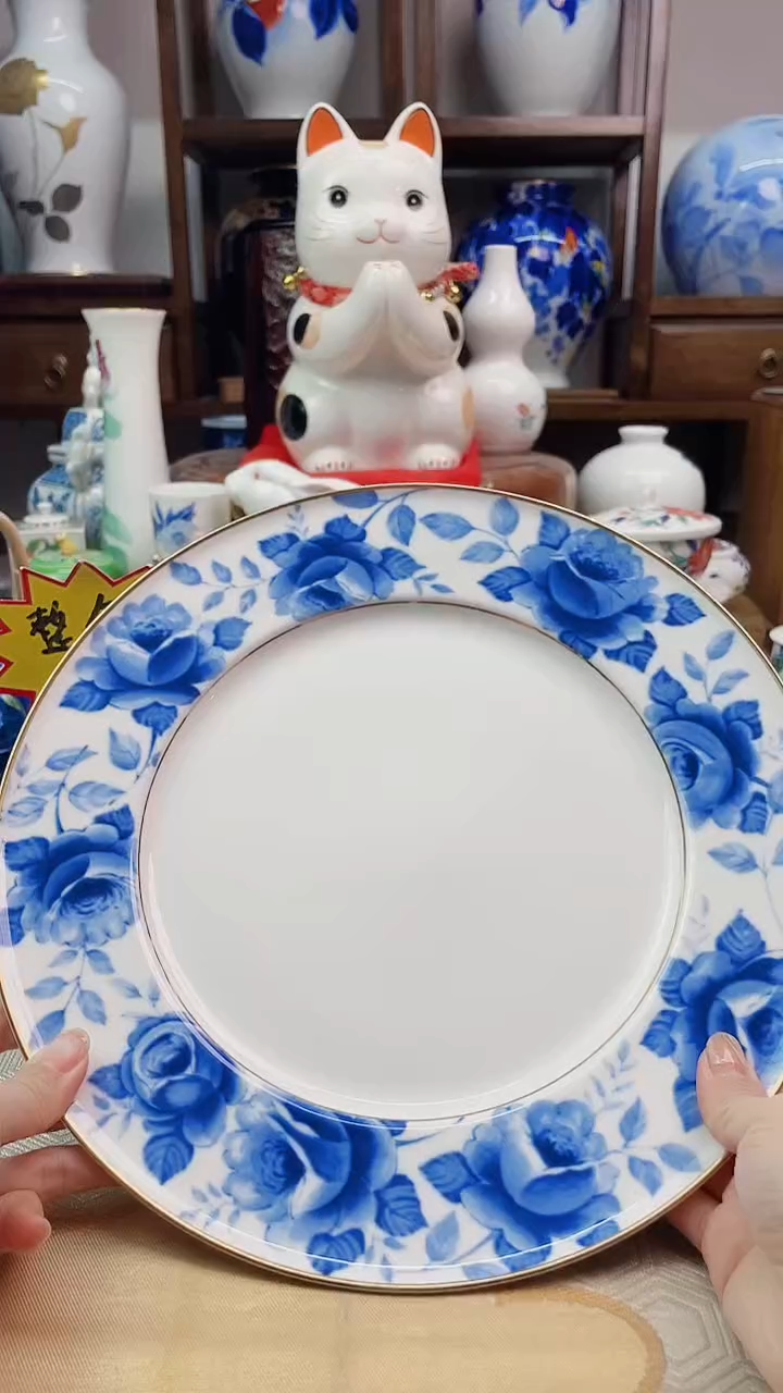 【闪购商品】盘鸣海骨瓷青花大盘