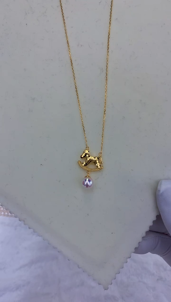 【闪购商品】海水akoya珍珠S925银金色小马套链·YAT026