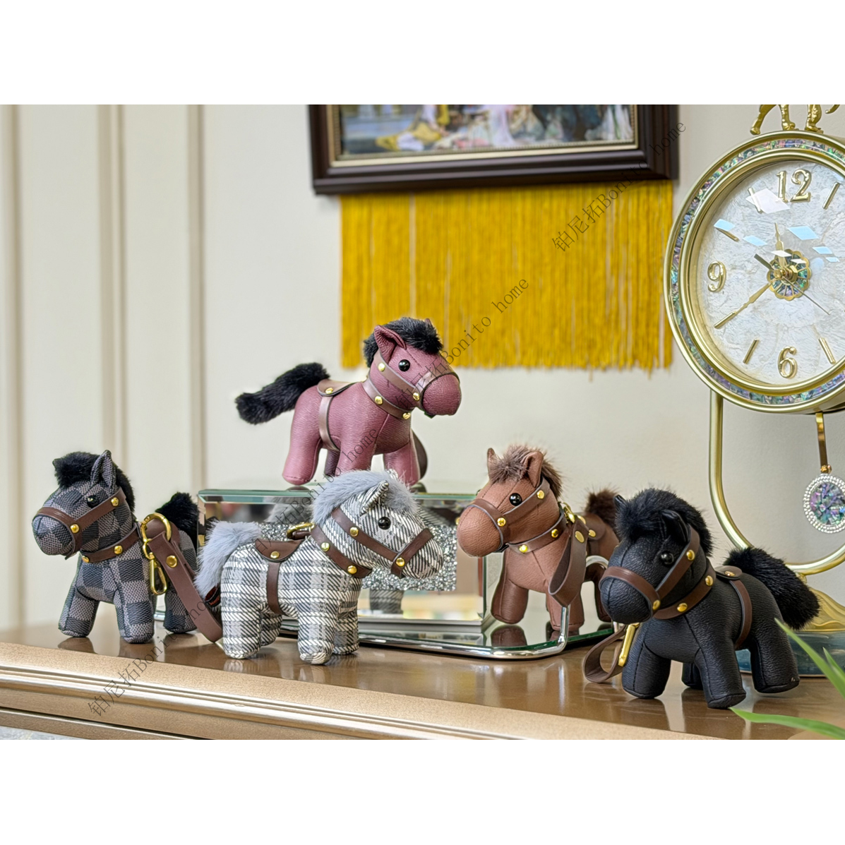 铂尼拓复古马年吉祥物皮艺小马毛绒挂饰