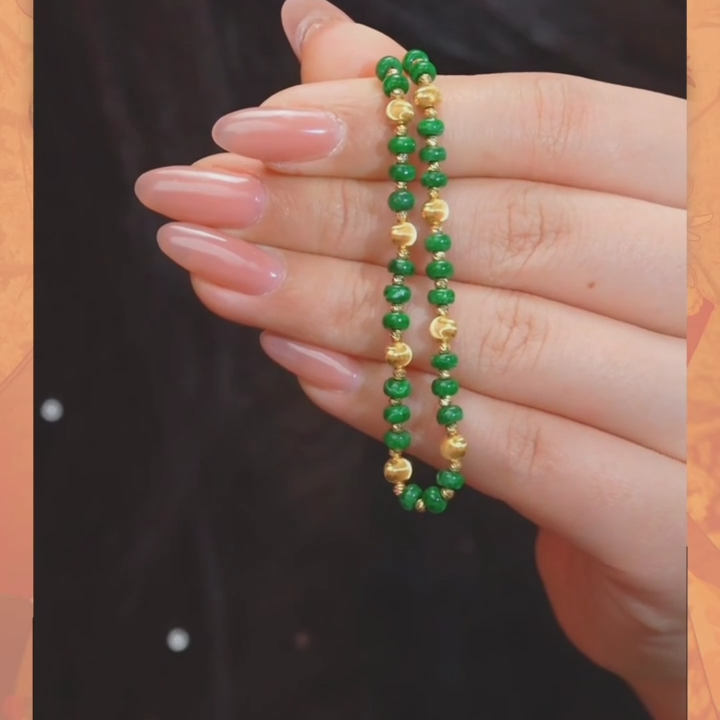 翡翠手链18k金镶嵌W0780 