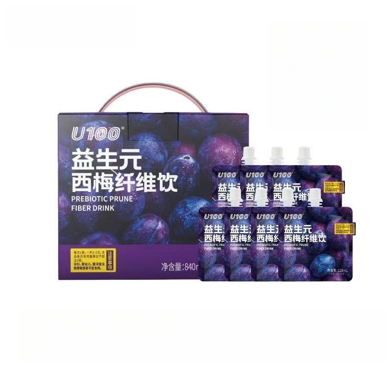 U100益生元西梅纤维果饮840ml（120ml*7袋）膳食纤维饮品