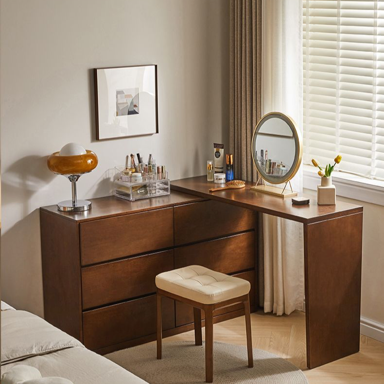 【1.2m】橡胶木多功能梳妆台写字台六斗柜（长120cm深40cm高80cm）
