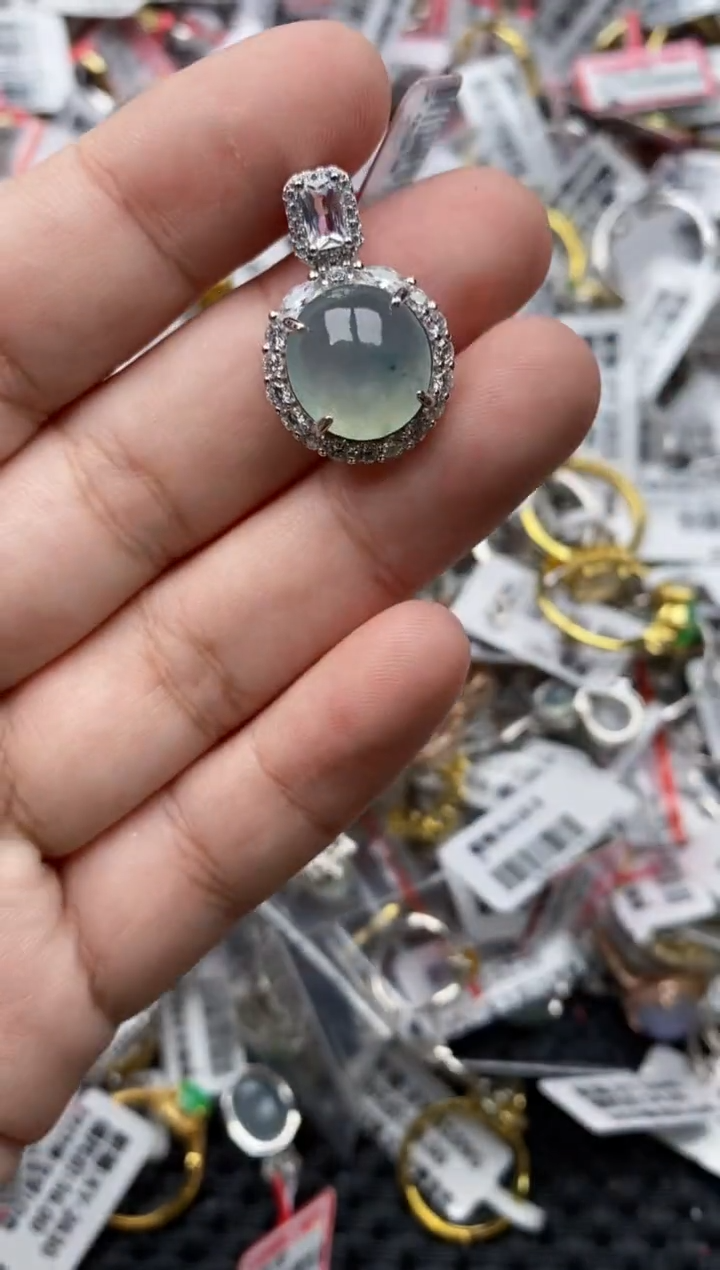 【闪购商品】翡翠戒指银S925镶嵌5555---10