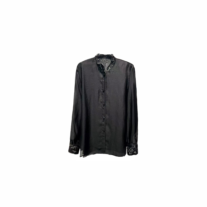 翡德莉丝【钉珠衬衫】冰心推荐轻奢刺绣钉珠立领衬衫