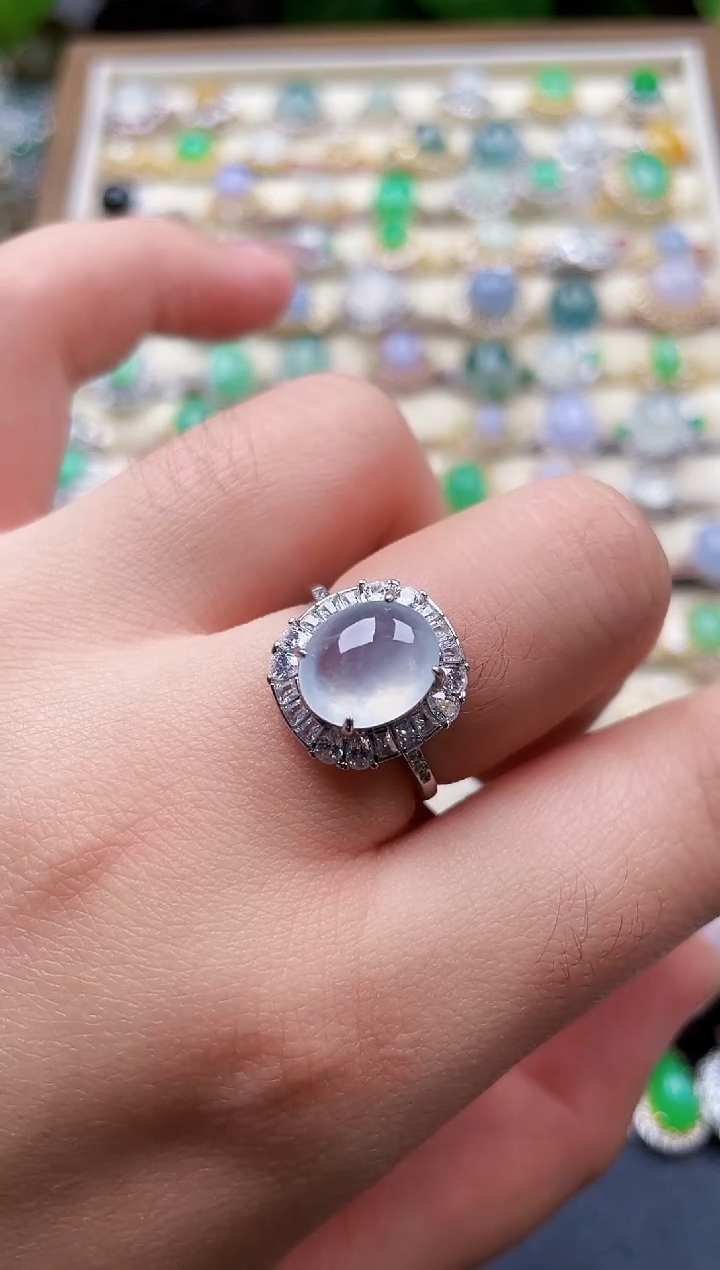 银S925镶嵌翡翠耳饰静*1