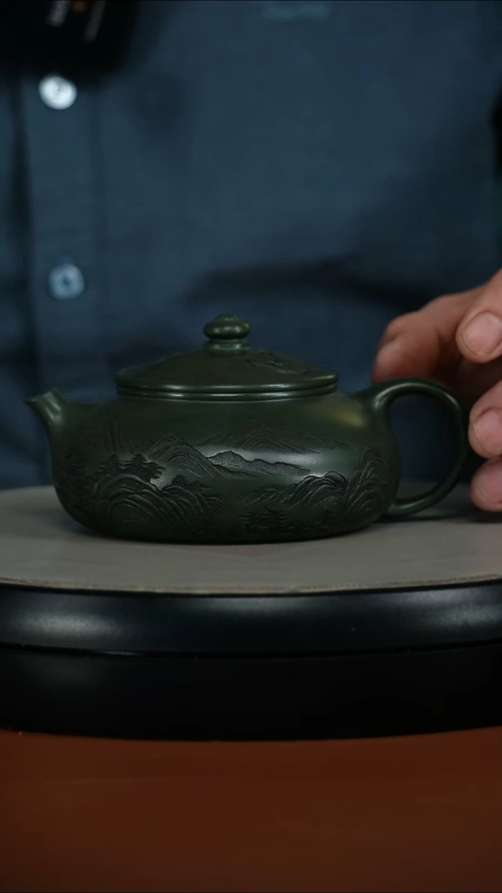 茶壶紫砂蒋静明景舟绿泥万里江山寒江250CC