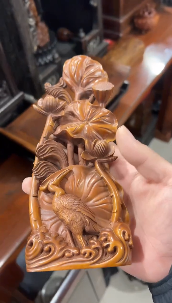 黄杨木一路高升摆件