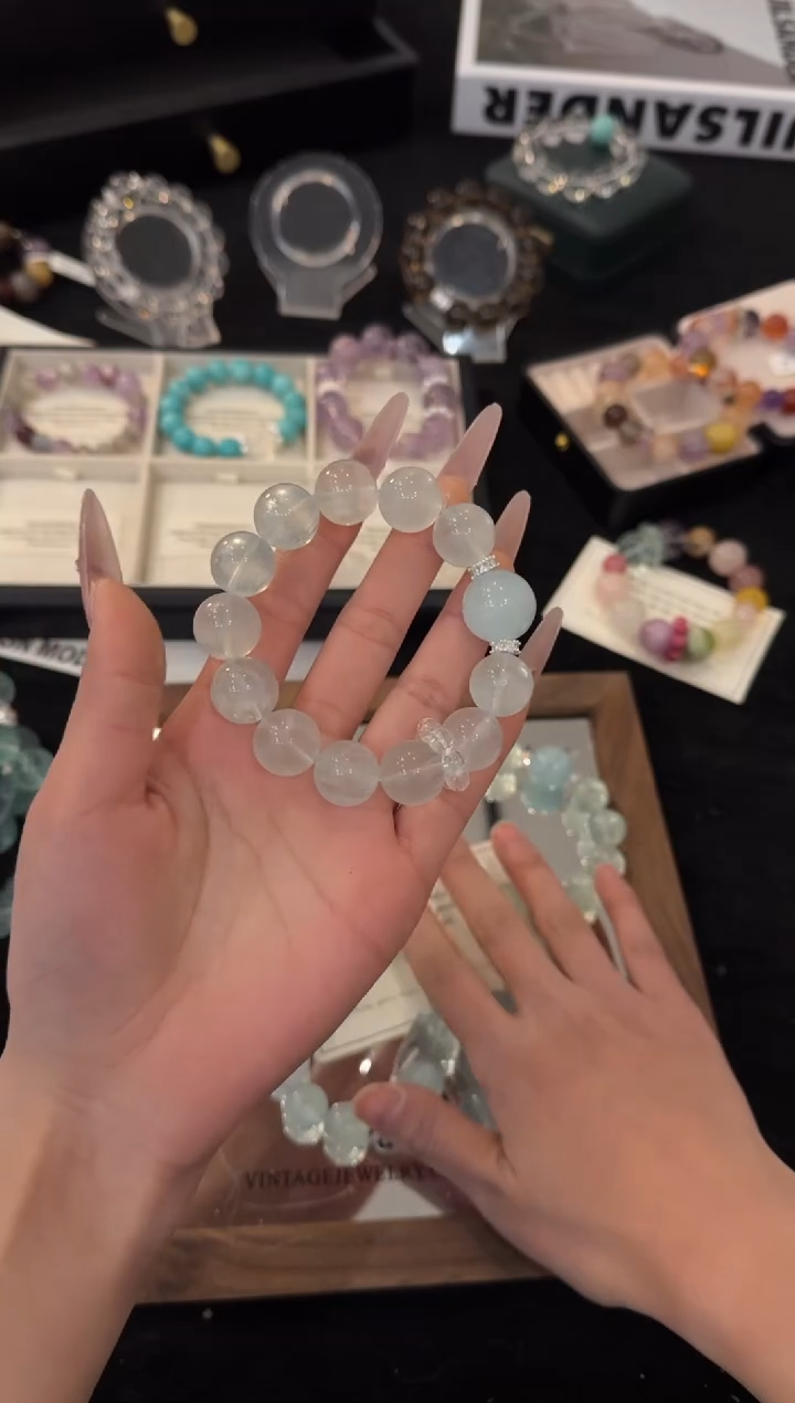 合金手链水晶拉丝绿萤石x3663