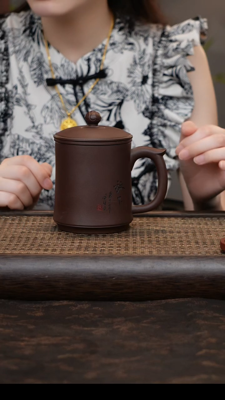 茶杯紫砂三件套紫泥暇