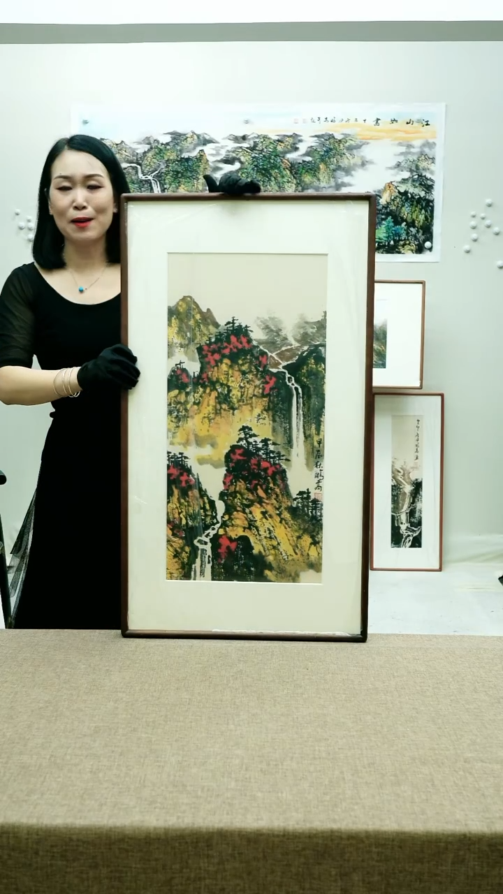 国画52*92唐鹏高手绘山水带框