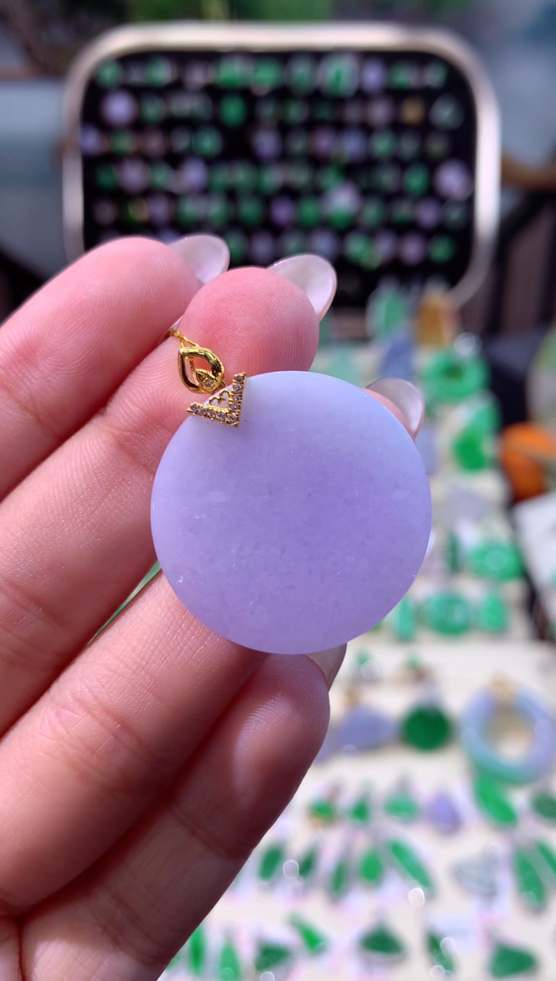 【闪购商品】翡翠颈饰18K金镶嵌缅甸天然A货翡翠