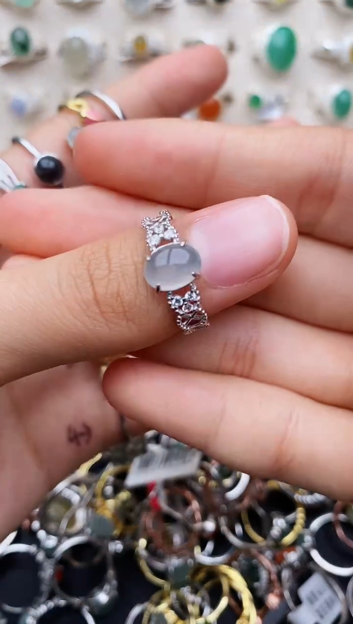 【闪购商品】翡翠戒指银S925镶嵌缅甸翡翠