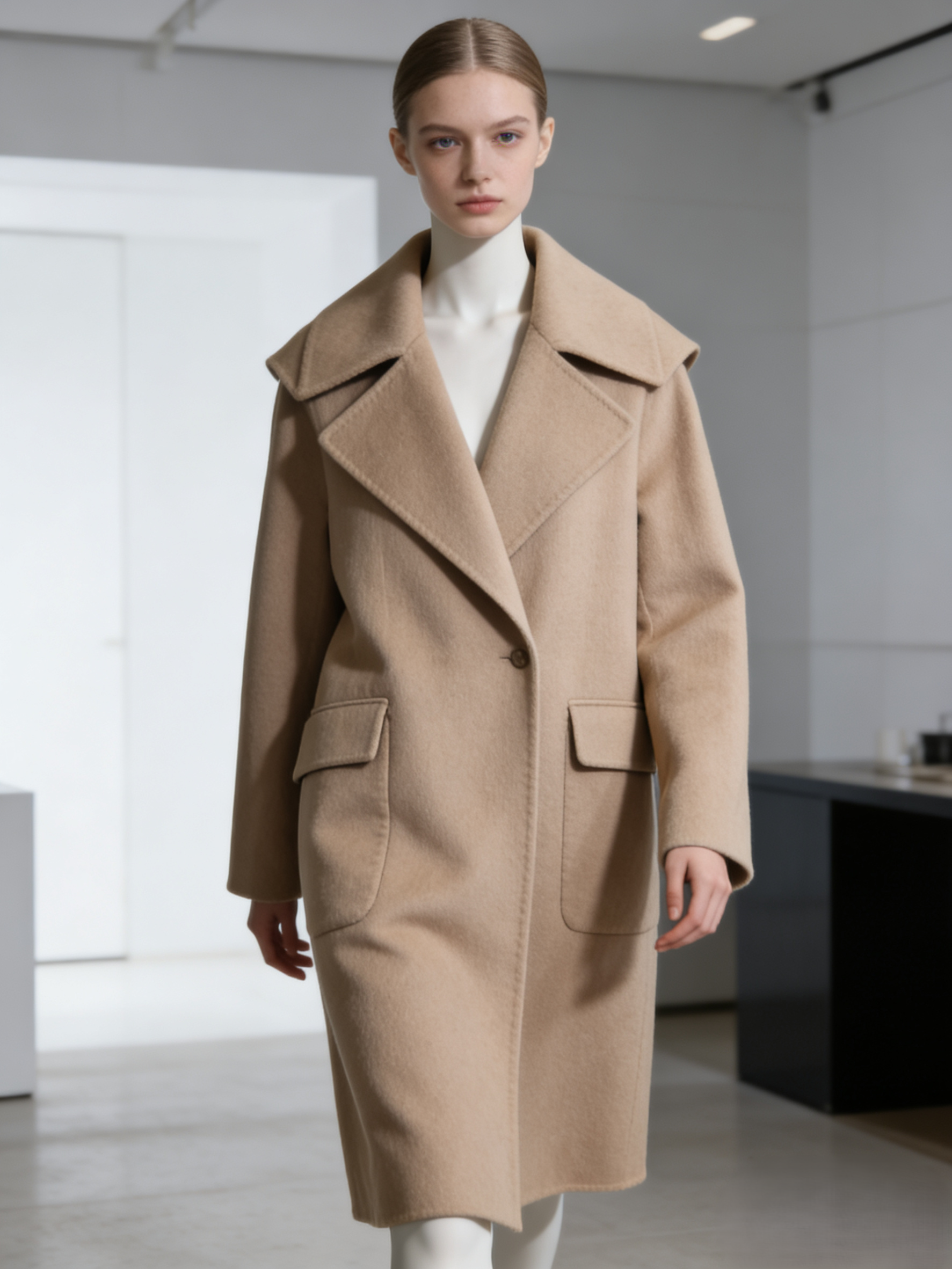 【B401-B600】单、双面尼秋冬女长款毛呢常规款加厚外套[非主图]-B