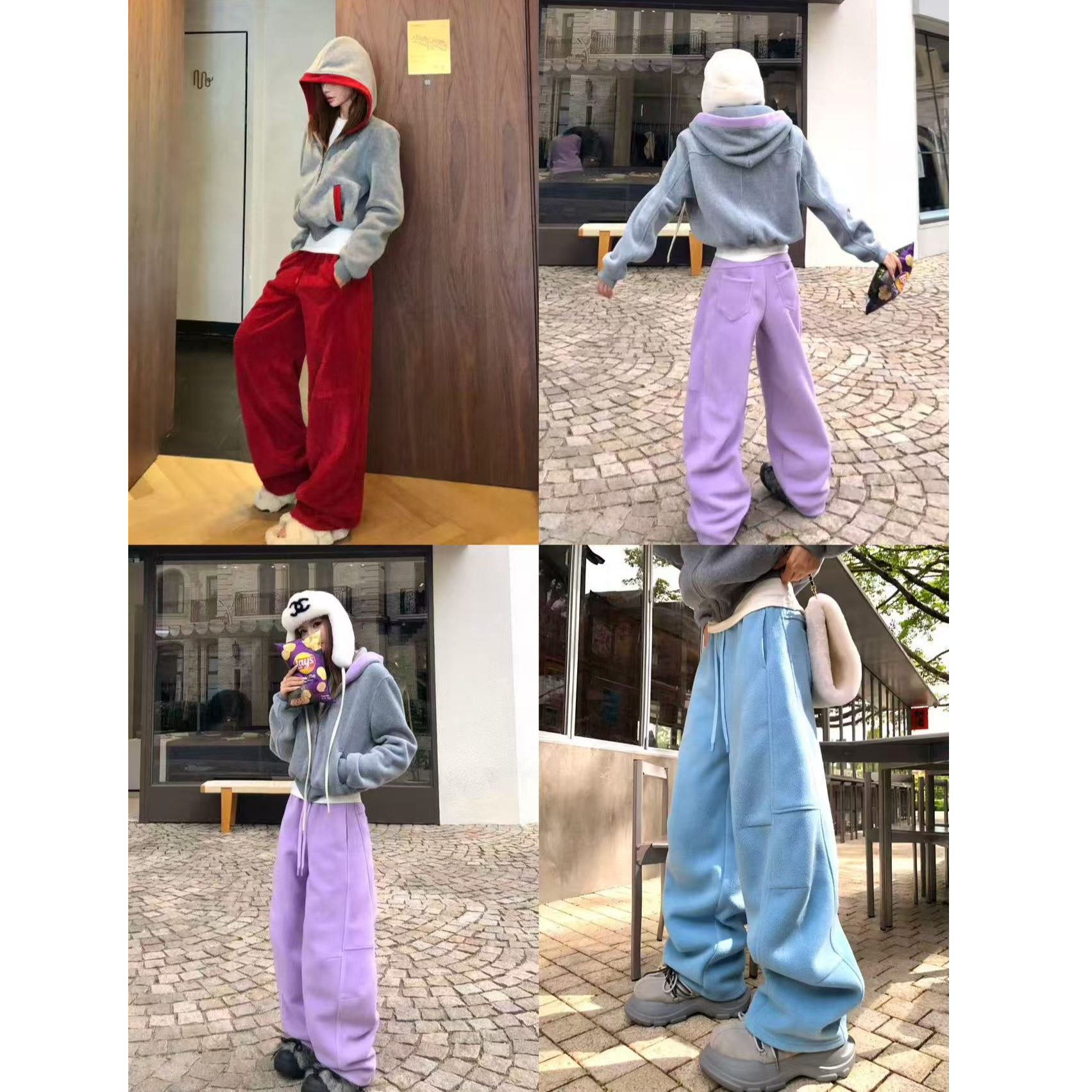 婉君Y【摇粒绒彩色爆款裤】加厚”300g双面摇粒绒弯刀裤LWJ25D4K3834