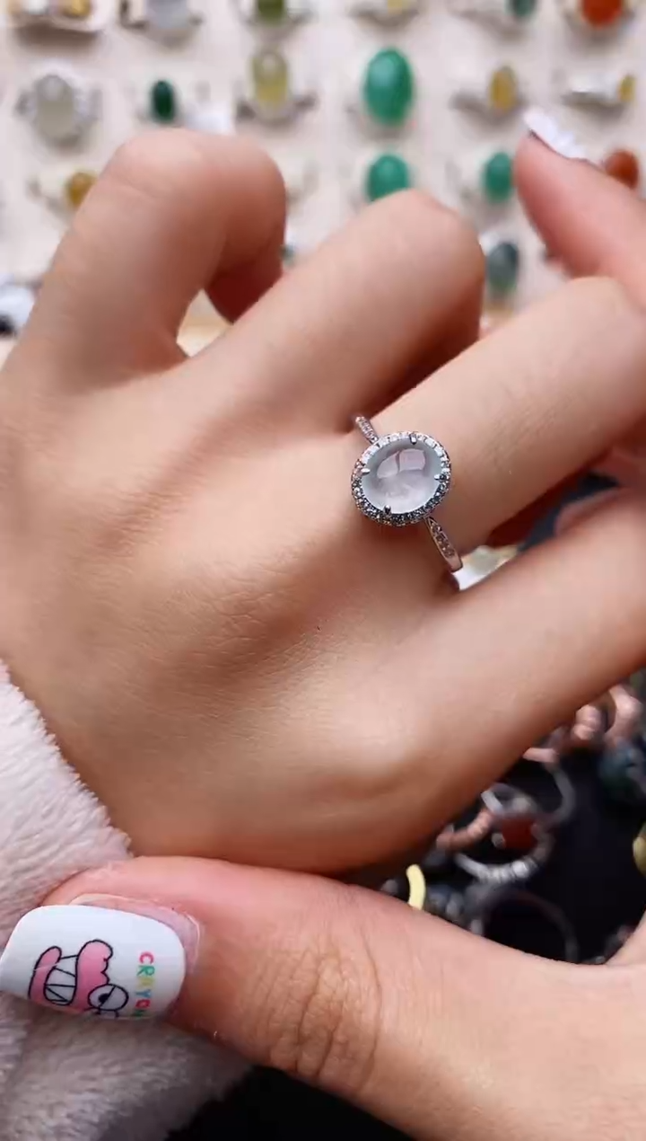 【闪购商品】翡翠戒指银S925镶嵌缅甸翡翠