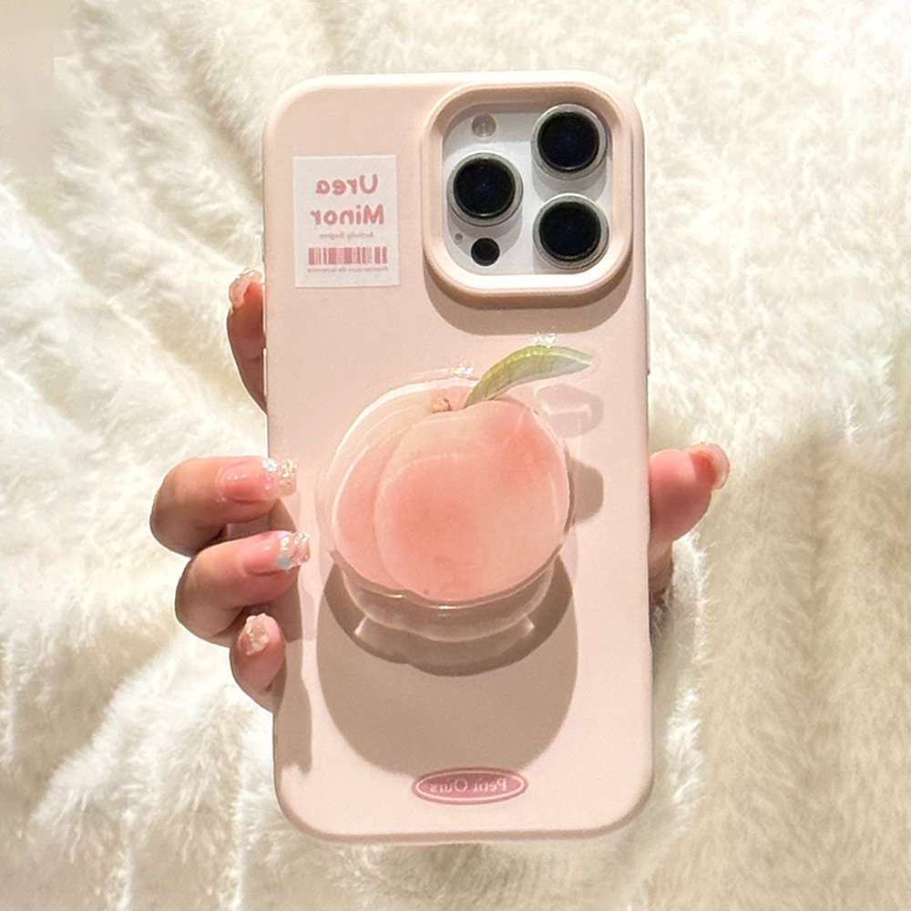 春夏粉蜜桃支架15promax苹果16手机壳iphone14适用13小清新12软11